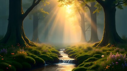 sunrise in the forest