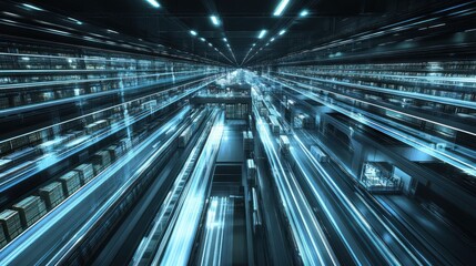 Fototapeta premium Futuristic Data Center: High-Speed Data Flow Visualization