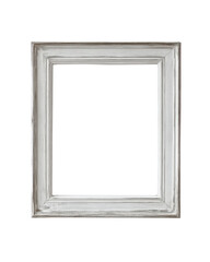 Fototapeta premium Empty rustic white wooden picture frame with weathered finish