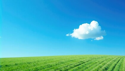 Naklejka premium A solitary cloud drifts lazily across a brilliant blue sky, weather, landscape