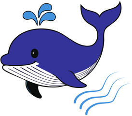 ジャンプするクジラのイラスト