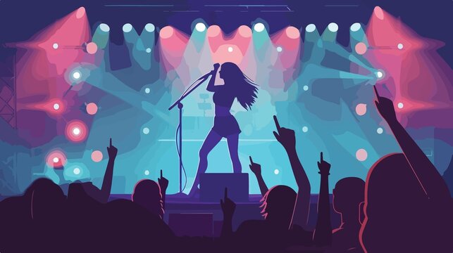 Captivating Young Woman Singer Performing on Stage, Engaging Audience with Raw Emotion