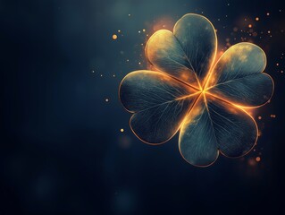 Abstract illustration of a four-leaf clover with glowing edges