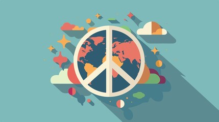 World Peace Day Sign Flat Vector Illustration