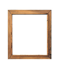 Empty rustic wooden frame with weathered texture against black background