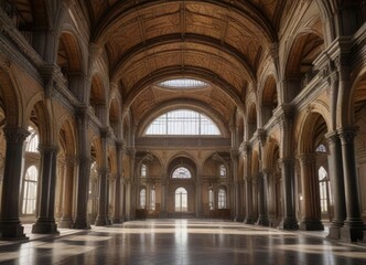 Fototapeta premium Grand atrium with ornate vaulting and columns, grand, atrium