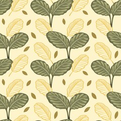 Leaves botanical painting seamless pattern
