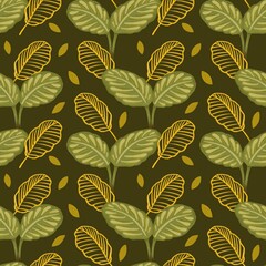 Leaves botanical painting seamless pattern
