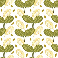 Leaves botanical painting seamless pattern
