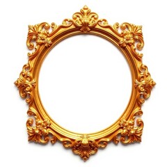 antique gold frame isolated on white background
