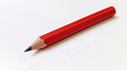 Writing assignment with large red pencil placed on blank notebook page for educational and homework concept illustration.