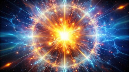 Naklejka premium Powerful shockwave of energy with glowing particles burst and explosion creating a cosmic effect, astronomical explosion, cosmic radiation