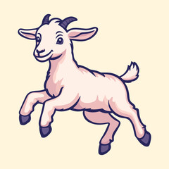 Cute Cartoon Goat Vector Illustration