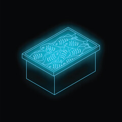 Fresh fish preserving in a refrigerated container, ideal for representing food industry, grocery stores and fish markets