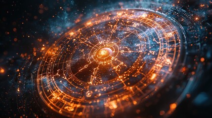 Celestial Chart Illuminates Zodiac Constellations