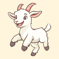 Cute Cartoon Goat Vector Illustration