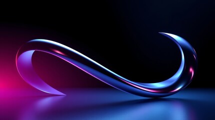 Futuristic Metallic Curve with Mesmerizing Reflections in Dark Space