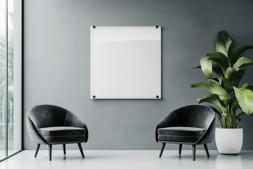 Fototapeta premium Nameplate Design Mockup on Door: 3D Render of Office Hall Interior with Sign on Cabinet Entrance