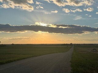 sunset on the road