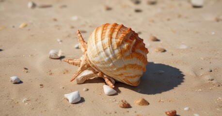 Seashell with Bercasa de Mar Limosa haemastica in the beach, marine life, sea coast, nature scenery
