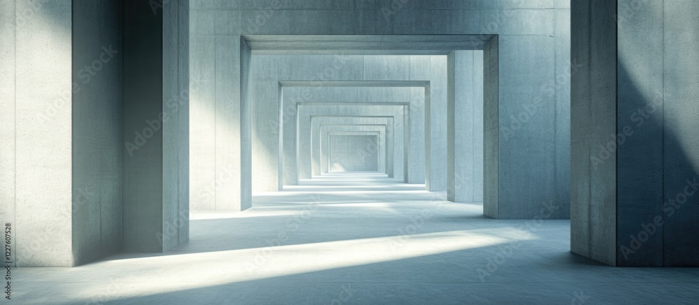 Poster contemporary minimalist architecture with vast empty space for creative design and text integration