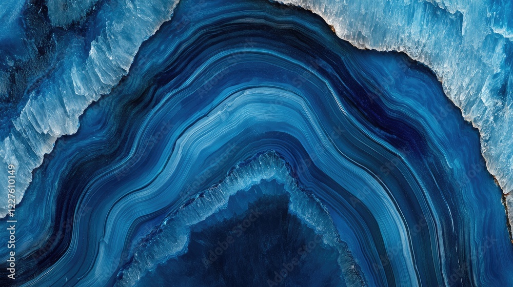 Poster blue agate stone texture background with layers and striking patterns for elegant design and decorat