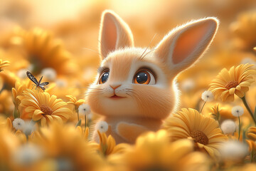 white rabbit in the garden