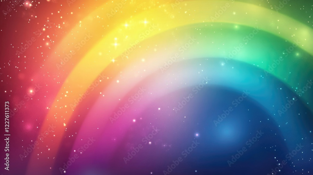 Poster vibrant horizontal rainbow gradient with glowing elements for eye-catching presentation background d