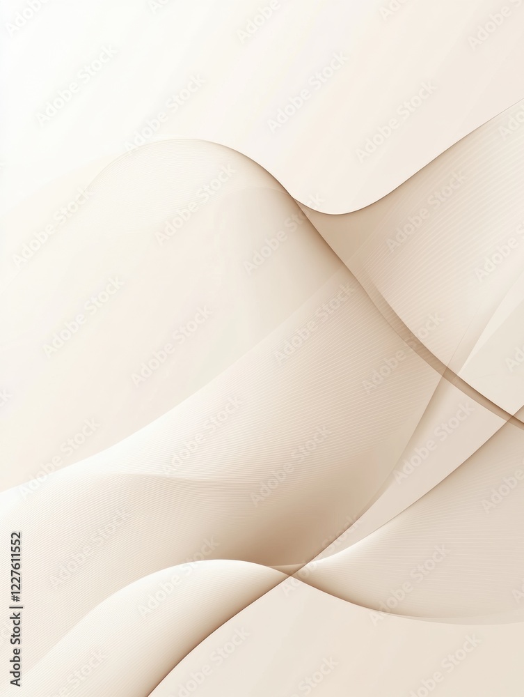 Aufkleber Abstract soft waves in light beige tones create a serene and calming atmosphere in modern design. Generative AI
