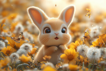 white rabbit in the garden