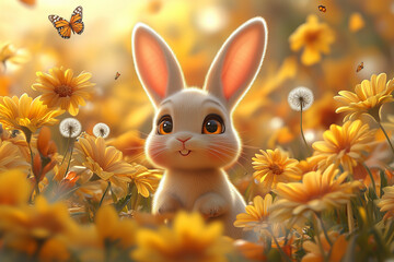 white rabbit in the garden