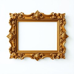 antique gold frame isolated on white background