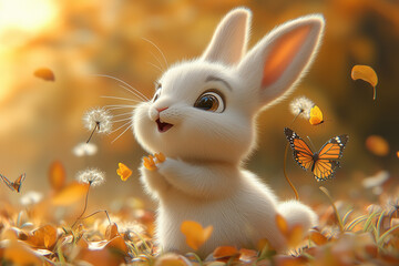 white rabbit in the garden