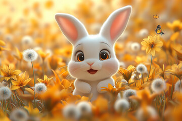 white rabbit in the garden