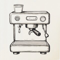 A Hand Drawn Sketch Of An Espresso Machine