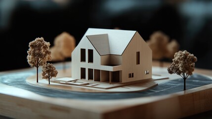 House Model Representing Real Estate Market Trends and the Impact of Rising Interest Rates on Homeownership