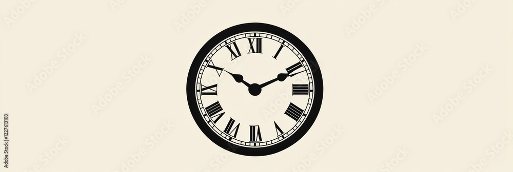 Aufkleber Clock showing time at three oclock with elegant Roman numerals on a plain background. Generative AI