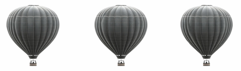 Obraz premium Three Grey Hot Air Balloons White Background