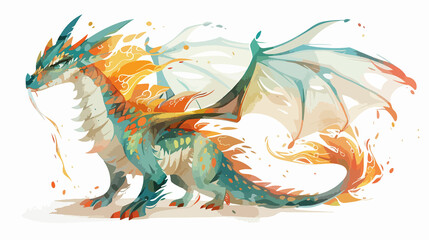 Vibrant Fire-Breathing Dragon in a Hand-Drawn Style