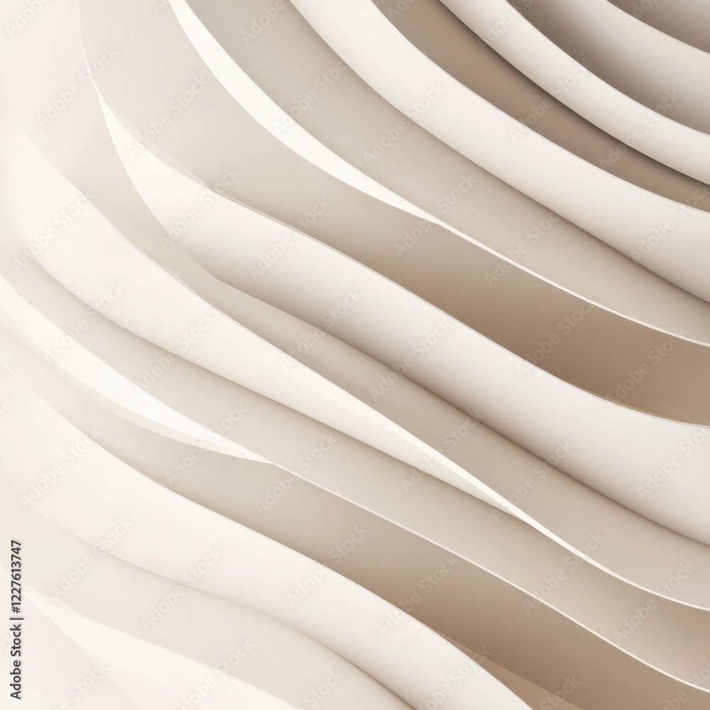 Poster smooth flowing lines create an abstract design with varying shades of beige in a modern aesthetic. g