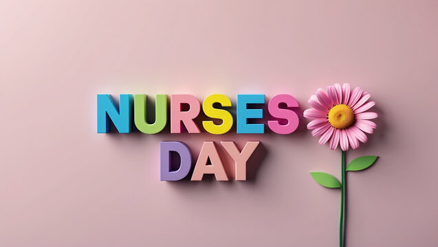 Pink-Themed Nurses Day Background with Floral Accent and Text Space