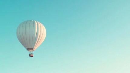Naklejka premium Hot air balloon soaring in a clear blue sky with ample copy space for text or branding elements