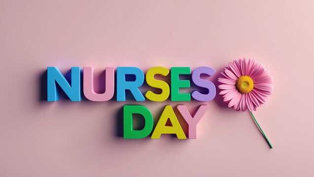 Pink-Themed Nurses Day Background with Floral Accent and Text Space