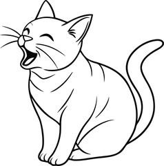 the cat yawns