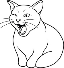 the cat yawns