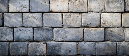 Obraz premium Grey cement wall texture with rectangular blocks for versatile background use and ample space for adding text or graphics.