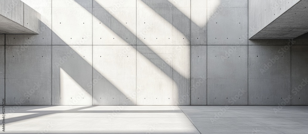 Poster concrete wall texture with shadows and empty space for text in modern architectural design backgroun