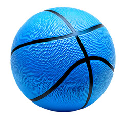 A blue basketball with textured surface on white background