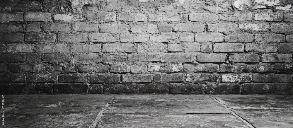 Poster grey brick wall texture background ideal for design projects featuring ample empty space for text or