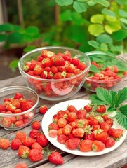 Strawberries in a bowl. Generative AI